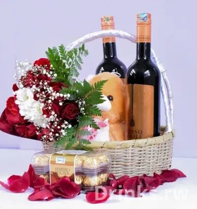 Rosso Nobile and flowers gift set